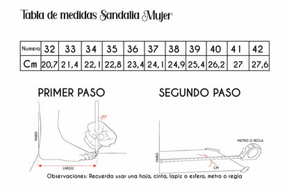 Tabla de medidas sandalia mujer jorge ramirez